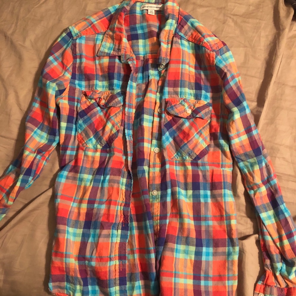American Eagle Plaid Button Up